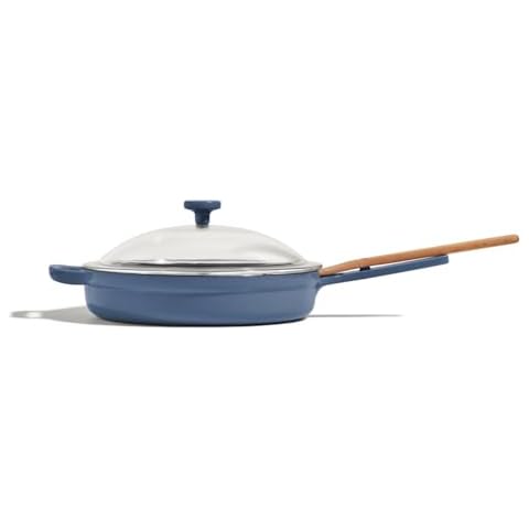 Our Place Cast Iron Always Pan | Premium Enameled, Toxin-Free Surface | 10-inch 8-in-1 Multifunctional Cookware System | Lid, Handle Covers | Heavy Duty Skillet | Oven & High Heat Safe | Blue Salt Cover