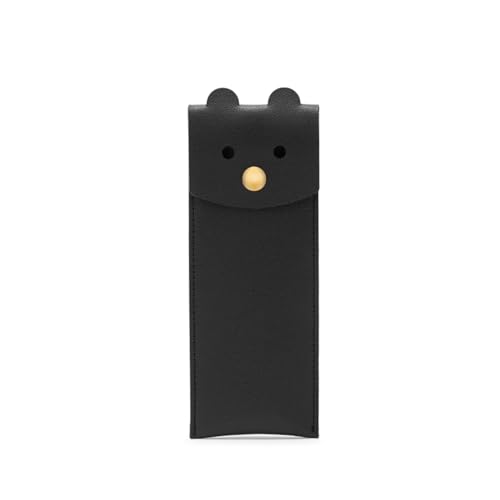 Image of Small Pencil Case Simple Pencil Pouch with Flap Opening Design Cute Pattern Stationary Storage Bag (Black)