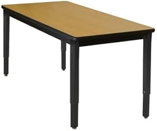 Lobo Tables LOB8095-ADJ 36 in. x 9 6 in. Fully Welded Lobo Table, Black Frame and Adjustable Legs, 1 in. Phenolic Lab Top