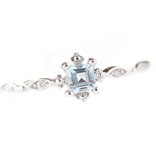 Greendou Fashion Jewelry 925 Sterling Silver Dainty Blue Crystal Ring for Women Simple Square Engagement Finger Ring Ladies Fashion Jewelry (7)