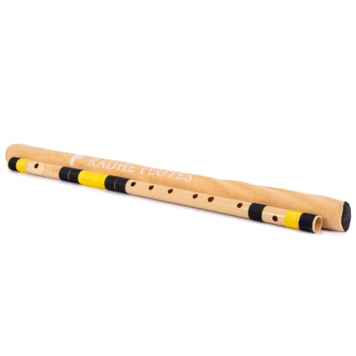 Image of Radhe Flutes PVC Fiber Bass G With Velvet Cover (Beige Flute With Black & Yellow Threads)