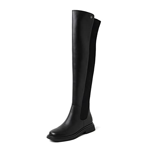 Bottes hautes pour femmes à talons mi-hauts et grande taille confortables