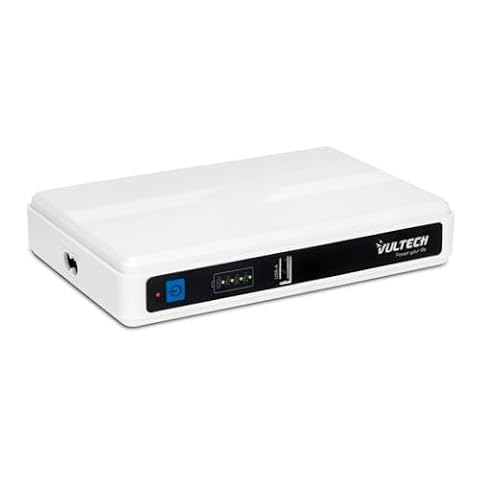 VulTech UPS60PWTC-DC Mini UPS 4350 mAh 60 W 0 ms przenośny zasilacz awaryjny do bezprzewodowego modemu routera kamery Power Bank Smartphone USB 2.4A 12W + Type-C PD/QC3 45 W + 2 DC 12 V, biały