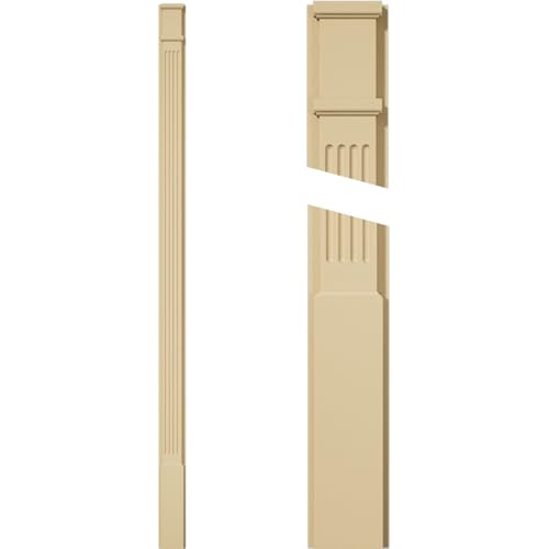 Signature Urethane Fluted Pilaster w/Decorative Capital & Base, 5"W x 102"H x 2"P (Pair), Base Can Be Trimmed Up to 6 5/8", High Density Milled Urethane, Factory Primed Tan, Sold As Pair