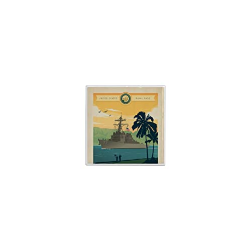 Fabulous Carreau Ceramique Décoratif - Pearl Harbor Hawaii Affiche Poster Vintage Voyage Art Deco - 4,5 x 4,5 cm