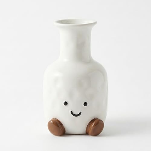 Cute Smile Face Vase – White Ceramic Cute Flower Vase
