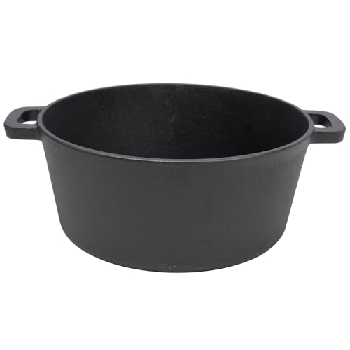 Pre-seasoned cast iron Dutch oven, double handles, outdoor camping deep pot, for camping fireplace cooking, grilling, BBQ, campfire, 5 quart capacity (Black + Iron 2 in 1+1pc Iron Pot Rack) - Image 4