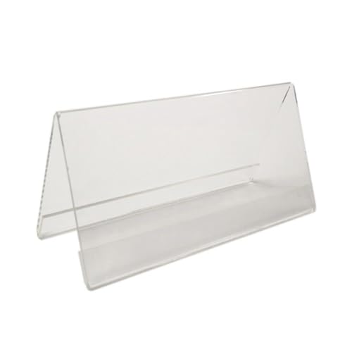 Vilgftyiet Mini soportes acrílicos para carteles, soportes transparentes tipo V para tarjetas de mesa, para etiquetas de precio, placas de identificación, tarjetas de visita y etiquetas, 3 mm de