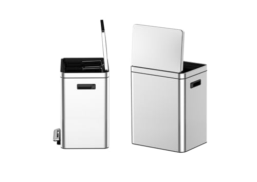 Caneca de basura de cocina con doble compartimento de acero inoxidable 18L x 2 miniatura 7