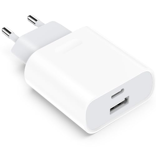USB C Ladegerät, 20W 2Port USBC Netzteil Adapter Mehrfach für iPhone 16/16 Pro/16 Pro Max/16 Plus/15 14 13 12 11 Pro Max X XS, Samsung, Schnellladegerät Handy Stecker Charger Ladestecker Ladeadapter