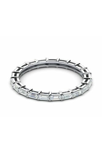 2 CT Baguette Cut Created White Diamond Prong Set Full Eternity Wedding Engagement Band Ring In 14K White Gold Plated 925 Sterling Silver Gift for Womens4