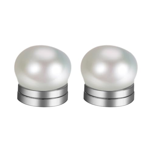 Flongo Orecchini Magnetici con Perle per Donna: Finto Plug Senza Piercing, Orecchini Magnetici con Perle, Clip per Orecchie in Acciaio Inossidabile, Senza Piercing, Bianco, Clip per Orecchie con Perle