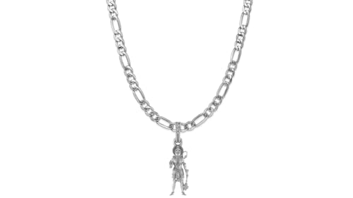 Pendentif Hanuman en argent pur avec chaîne figaro élégante de 55,9 cm