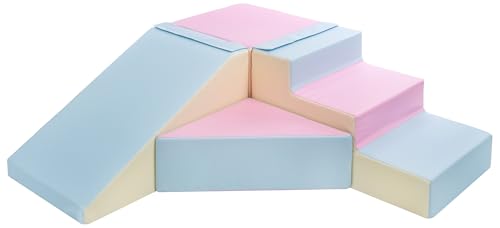 Velinda 4 Large Building Blocks Foam Building Blocks Soft Building Blocks Slide Set Building Blocks Eps + Pe (Colour: Pink, Blue, Yellow (Pastel))