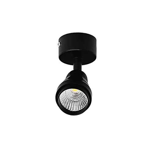LYMSXAZOU Foco LED pequeño de 5W/7W para Montaje en Superficie, lámpara Individual para Sala de Estar nórdica, iluminación de riel de tubería Curvada, Foco de Pared descendente Negro Ajustable.