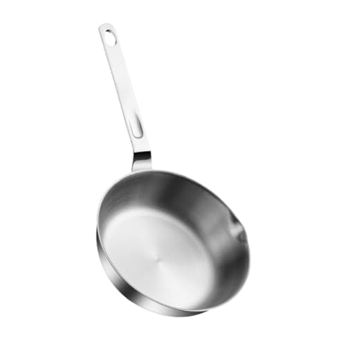 Sharplace Stainless Steel Frying Pan Egg Frying Pan Oil Warmer Uncoated Anti Scald Handle Butter Melting Pot Round Skillets for Kitchen, 14cm