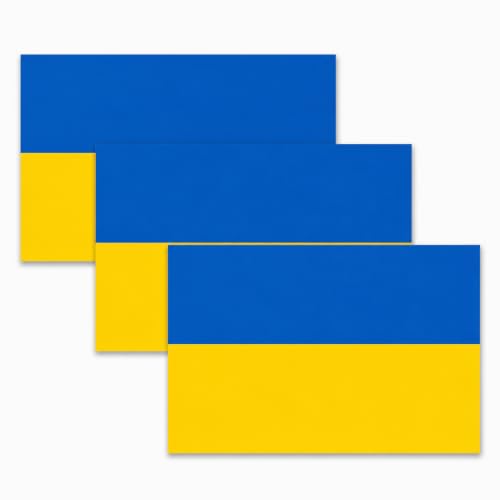 Image of Ukraine Flag Vinyl Flag Stickers, Car Decals, Waterproof Indoor Outdoor, Laptop Stickers, Car Bumper, Ukrainian Flag, 5 x 3 Inches, Set of 3