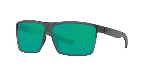 Costa Del Mar Men's Rincon Polarized Rectangular Sunglasses, Matte Smoke Crystal/Copper Green Mirrored Polarized-580G, 63 mm