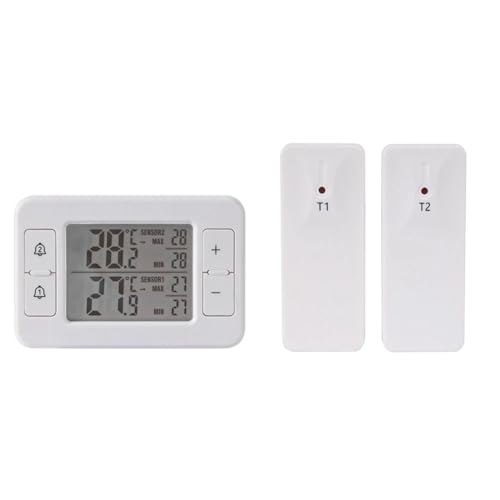 Janasiba Termómetro de transmisión inalámbrica LCD Alarma digital Frigorífico Congelador Sensor de temperatura electrónico Interior Exterior