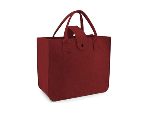 Image of Felt Fabric Reusable Shopping Bag with Handle & Button Closure for Grocery, School, Beach, Travel, Study, Gym, Gifts | Size - 30x34.5x17.8cm
