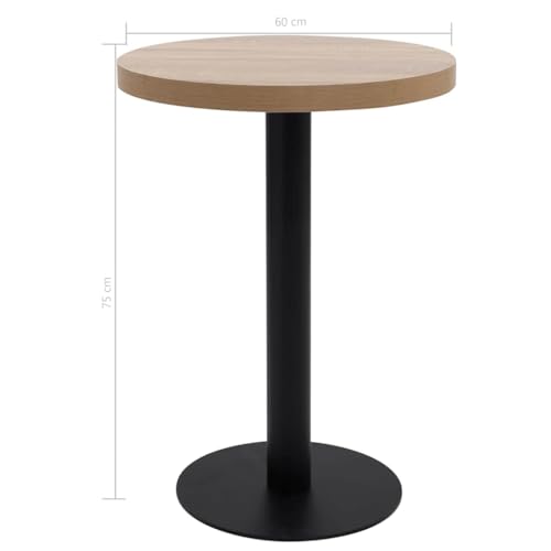 vidaXL Bistrotisch für 2 Personen Bartisch Bartresen Stehtisch Esstisch Tisch Tresentisch Küchentisch Partytisch Hellbraun 60cm MDF