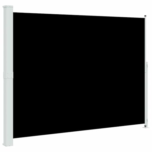 vidaXL Patio Retractable Side Awning Garden Screen Retractable Side Awning Patio Awning Balcony Privacy Screen Outdoor Sunshade Black