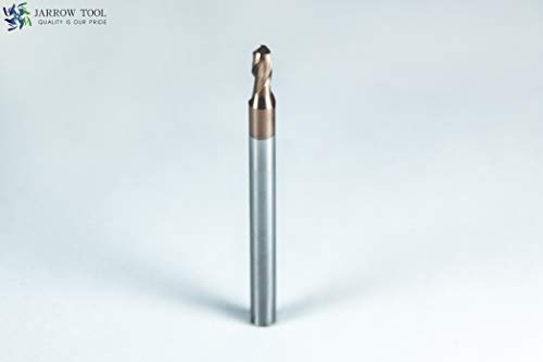 Image of Carbide Ball Nose End Mill for CNC Machine Milling Tools, for Alloy Steels /Hardened Metals - 2 Flute - 55HRC TiAlN Coated (5Pcs, 1 /8)