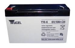 Batería Yucel Y10-6 10Ah 6V (151mm*51mm*95mm) para Alarma, SAI´s (UPS), Luces de Emergencia.