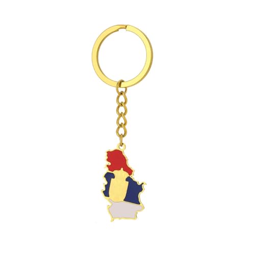 LUTAKU Porte-clés national serbe – Pendentif aigle et carte en acier inoxydable pour sacs et clés pour homme et femme, Gold01., taille unique