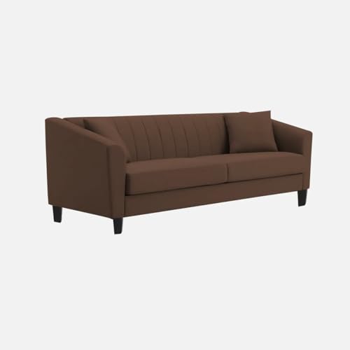 Image of Avion Natalia 3 Seater Velvet Sofa for Living Room|Brown| Luxury Plush Fabric Couch, Modern Comfortable Upholstered Sofa, Premium Home Furniture Lounge Seating