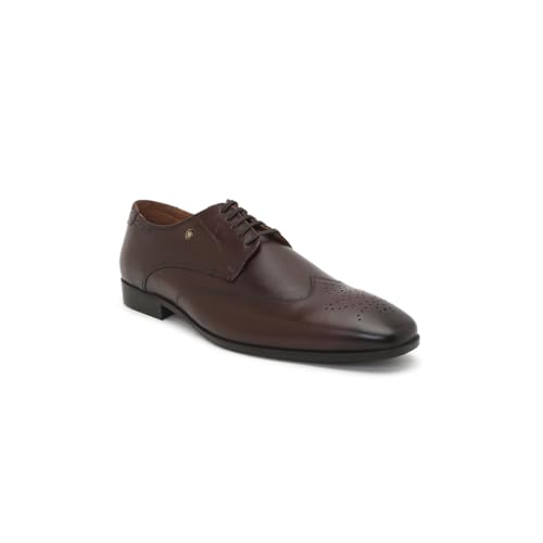 Image of Louis Philippe Men Premium Leather Breathable Lining Material Anti Slip with Heel TPR Sole Formal Derby Shoes