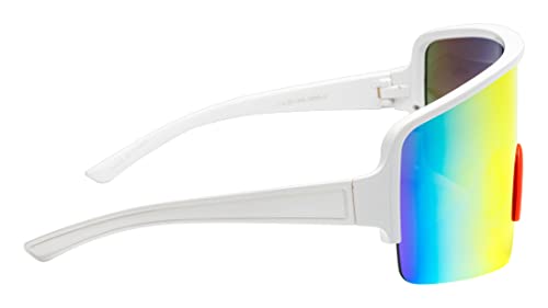 Flawless Eyewear Oversized Mirrored Sunglasses - Retro Reflective Non-Polarized 80S & 90S Sunglasses - Vintage Visor Sunglasses - Womens & Mens Shield Sunglasses (Orange Mirror) #TOP2