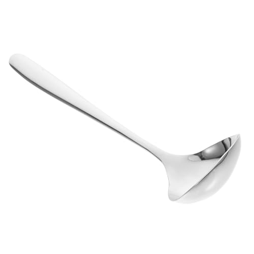 FUNOMOCYA Stainless Steel Large Soup Spoon Hot Pot Spoon with Long Handle Kitchen Cutlery for Serving and Cooking Mirror Polished Finish