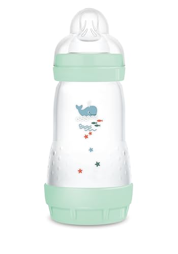 MAM Easy Start Babyflasche 260 ml, Anti-Kolik-Flasche für gemischtes Stillen, reduziert Luftblasen und das Risiko von Koliken, Zubehör für Neugeborene 2+ Monate, selbststerilisierend und mit Sauger