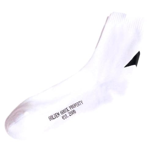 Golden Goose White Star Collection Socks with Contrasting Black Star, White/Black (US, Alpha, Small, Regular, Regular, White/Black)