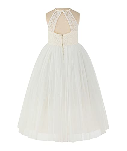 Lace Halter Lace Back Formal Flower Girl Dresses Pageant Dress for Girls 2132