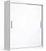 Produktbild meble masztalerz Kleiderschrank, Schwebetürenschrank, Schlafzimmerschrank mit Regalen & Kleiderstange  Moderner Schrank für Schlafzimmer & Flur (Weiß, 200cm)