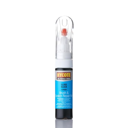 Hycote Gloss Black Touch Up Paint with 2-in-1 Fine Brush & Precision Nib 12.5ml Repair Chips Scratches & Imperfections on Paintwork | Double Acrylic Formula for Excellent Coverage