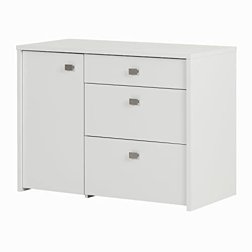 South Shore 1-Door Office Storage Unit with File Drawer, Pure White