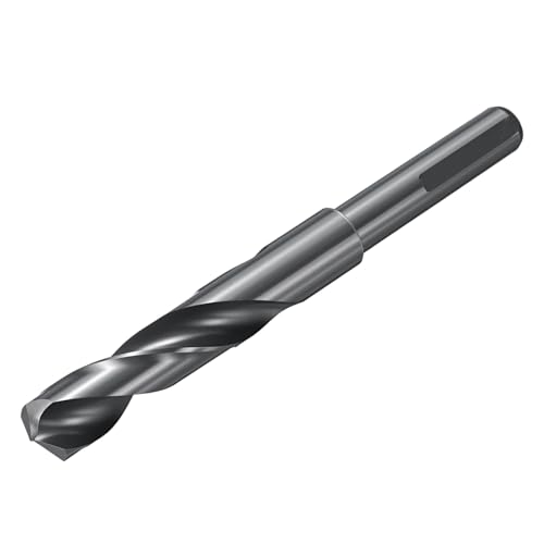 sourcing map 16.5mm Drill Bit 12mm Reduced Shank 3-Flat M35 5% Cobalt High-Speed Steel Twist Nitriding Black Finish 135° Bits for Hard Metal Stainless Steel, 1pcs