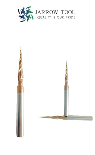 Image of 2pcs Tapered Ball Nose End Mill with 0.5mm Tip Diameter (Radius=0.25mm) 5 /4 inch*1 /4 inch *3 inchShank with CNC Router Bit 2D and 3D Engrave Carving Woodworking Tool