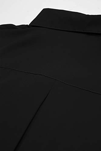 Yidarton Women's Long Sleeve V Neck Chiffon Blouses Tops Button Down Business Shirts(Black,M)