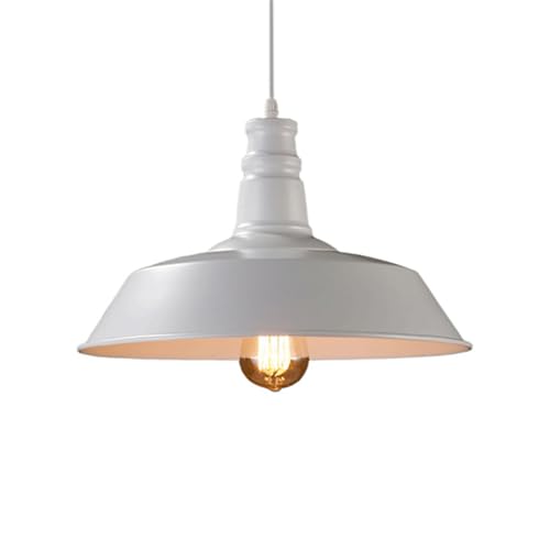 TCHAUSGZOZ Iluminación Industrial Vintage - Pantalla De Lámpara Verde Rústica Para Comedor, Cocina, Sala Estar Y Dormitorio Casquillo E26, Altura Ajustable(White,46cm)