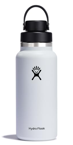 Image of Hydro Flask Water Bottle - Insulated Stainless Steel - Wide Mouth Chug Lid, Non Spill, Leakproof in 32 Oz White