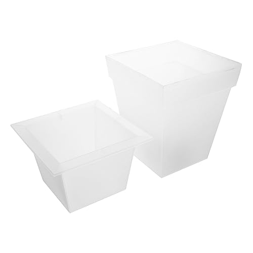 ibasenice Pot De Fleur Lumineux Solaire Carré Étanche Pour Jardin Extérieur Pot à Fleurs Énergé Solar Décoration Lumineuse De Cour Et Pelouse Lampe Ambiance Écologique Autonome