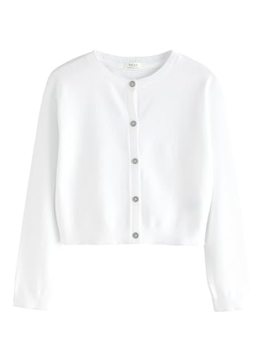 NEXT Mädchen Strickjacke mit Knöpfen Weiß 140