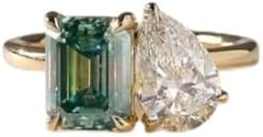 Vintage Toi Et Moi Engagement Ring, Tourmaline Moissanite Promise...