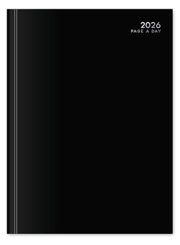 Agenda 2026 con pagina per giorno o visualizzazione settimanale, copertina rigida, formato A4/A5/A6 o tascabile, di alta qualità, colore: nero, formato A4 una pagina al giorno (pagina intera)
