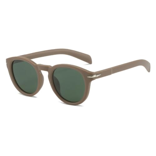 Lunettes de soleil rondes rétro UV400 bleu vert et rivets tendance pour homme et femme