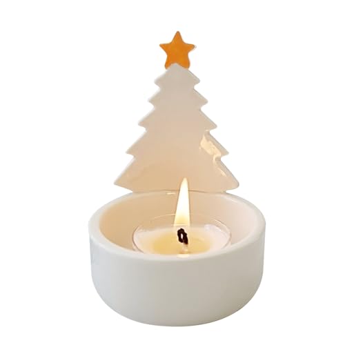 Porte-Bougie pour Veilleuses en Forme De Sapin De Noël | Décorations en Forme de Sapin | Bougeoir de Table en Céramique,pour La Decoration De Noël À La Maison Intérieur Cheminée Hiver Vacances